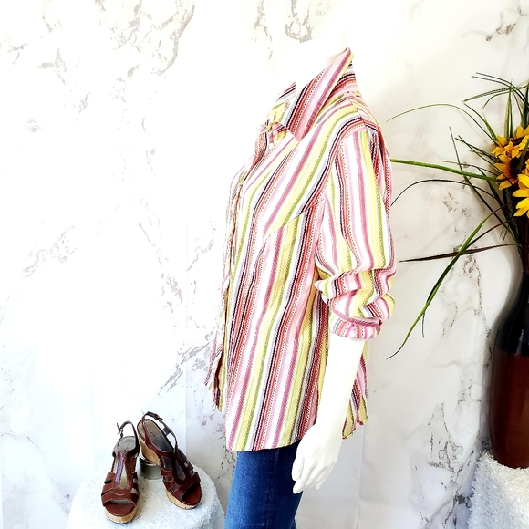 Lane Bryant colorful crisp button front shirt - Picture 4 of 6